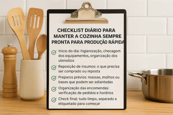 Checklist diário para manter a cozinha sempre pronta para produção rápida