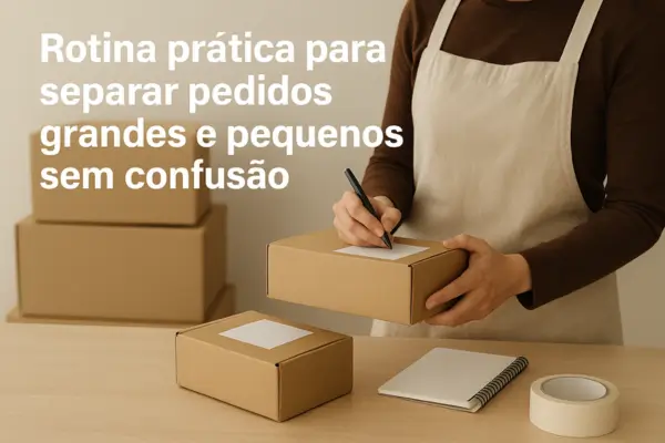 Rotina prática para separar pedidos grandes e pequenos sem confusão
